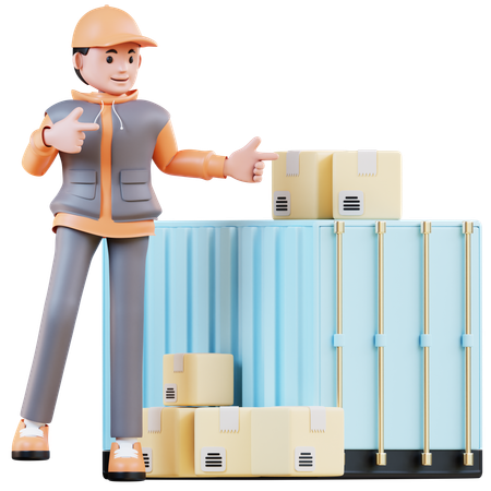 Delivery Of Package In Containers  3D Illustration