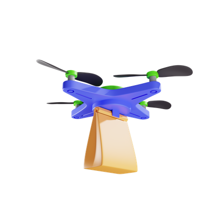 Delivery Of Paper Bag By Drone  3D Icon
