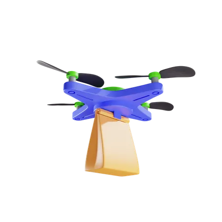 Delivery Of Paper Bag By Drone  3D Illustration