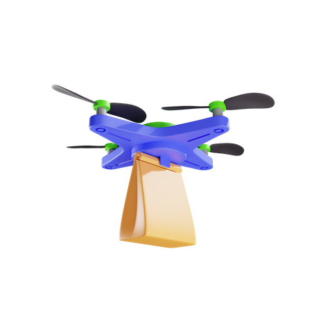 Delivery Of Paper Bag By Drone 3D Illustration