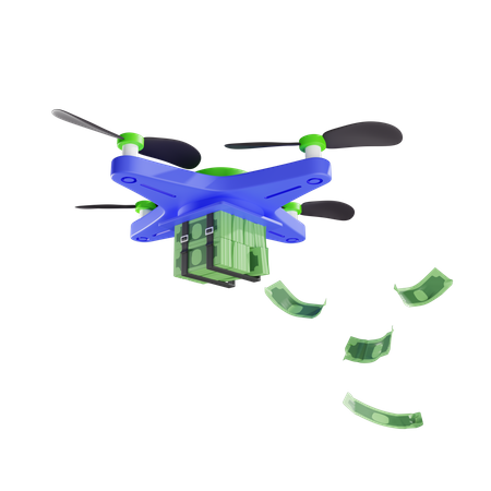 Delivery Of Wads Of Money By Drone  3D Icon