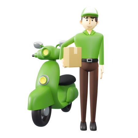 Delivery on scooter  3D Icon