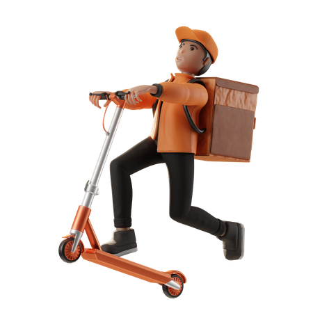 Delivery On Scooter  3D Icon