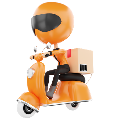 Delivery on Scooter  3D Illustration