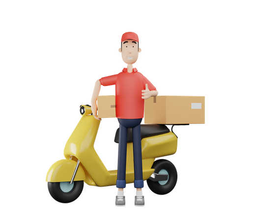 Delivery on scooter  3D Illustration