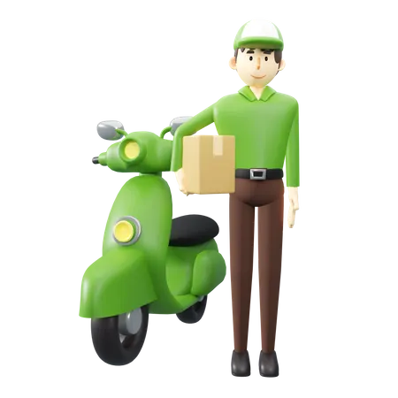 Delivery on scooter  3D Illustration