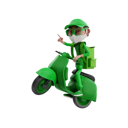 Delivery on scooter 3D Illustration