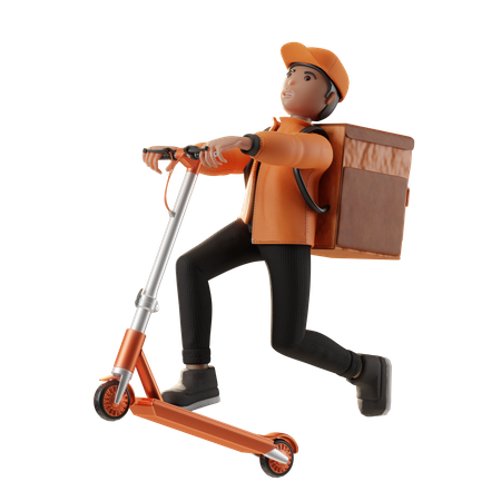 Delivery On Scooter  3D Illustration