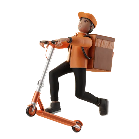 Delivery On Scooter  3D Illustration