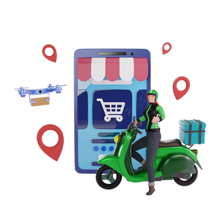 Delivery online shop  3D Illustration