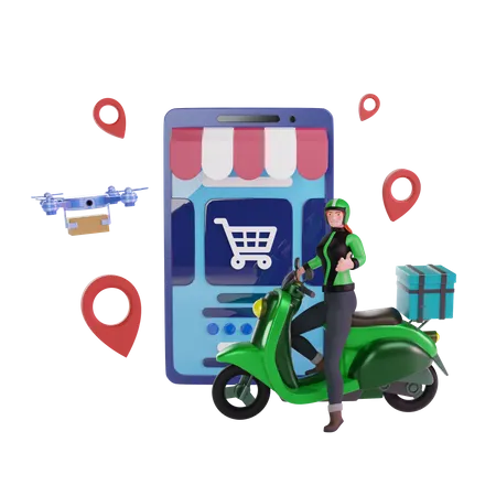 Delivery online shop  3D Illustration