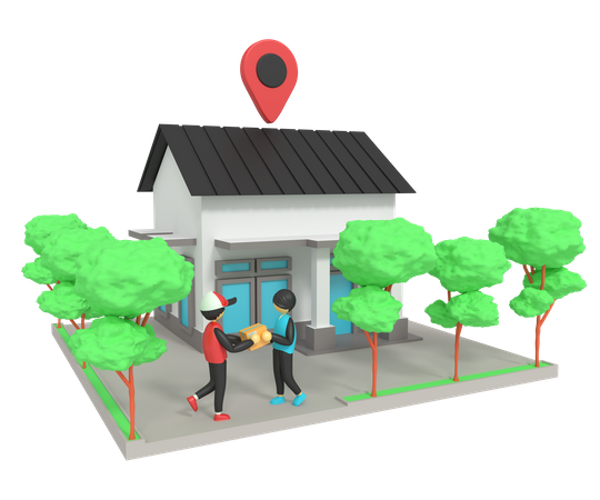 Delivery package on customer home  3D Illustration