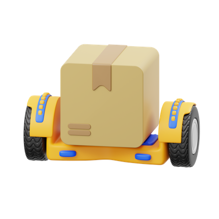 Delivery Package on Hoverboard 3D Icon