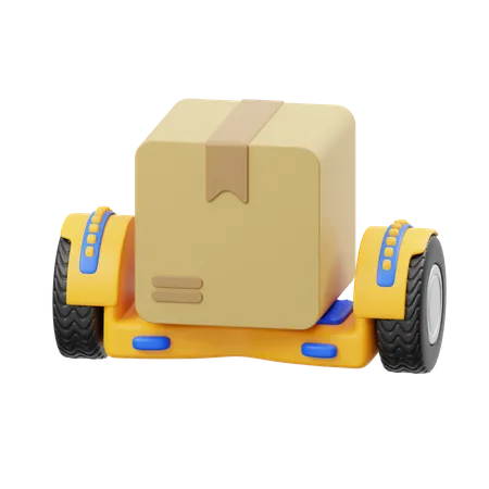 Delivery Package on Hoverboard 3D Icon
