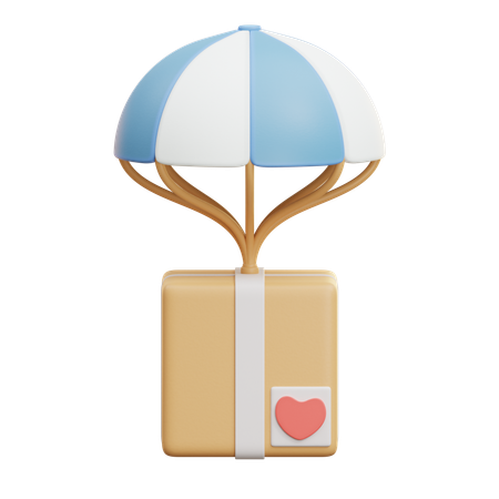 Delivery Package With Parachute  3D Icon