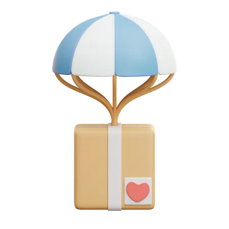 Delivery Package With Parachute  3D Icon