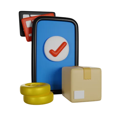 Pay Online Phone And Box Delivery 3 D Icon 3D Icon