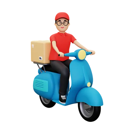 Delivery person going to deliver parcel  3D Illustration