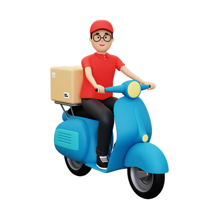 Delivery person going to deliver parcel 3D Illustration