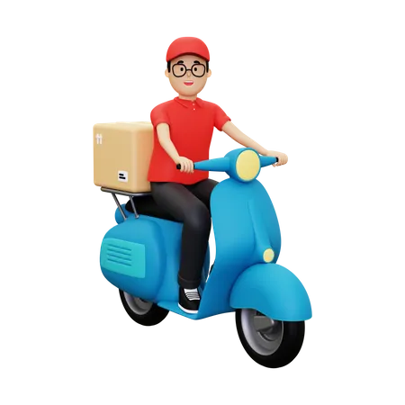 Delivery person going to deliver parcel 3D Illustration