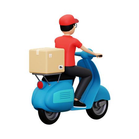 Delivery person going to delivery package 3D Illustration