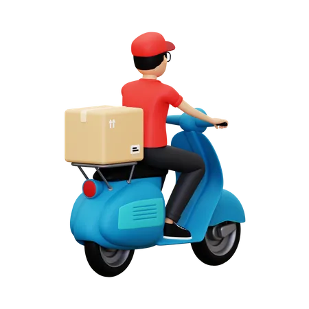Delivery person going to delivery package 3D Illustration