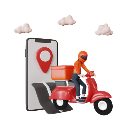 Delivery person going to order delivery location 3D Illustration