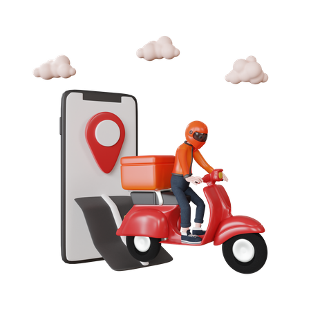 Delivery person going to order delivery location  3D Illustration