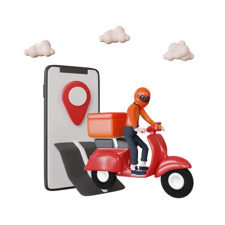 Delivery person going to order delivery location  3D Illustration