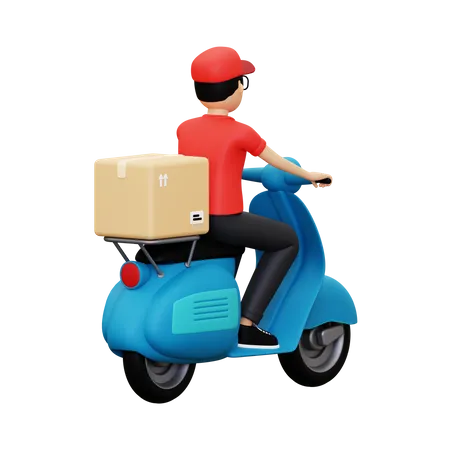 Delivery person going to delivery package  3D Illustration