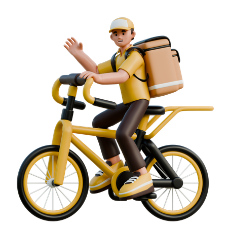 Delivery Person On Bicycle  3D Icon