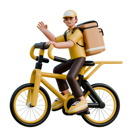 Delivery Person On Bicycle  3D Illustration