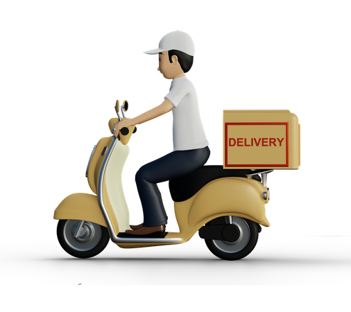 Delivery person riding scooter  3D Icon
