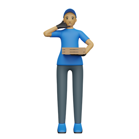 Delivery person showing call me sign  3D Illustration