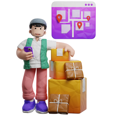 Delivery Picking Up Delivery Different Location  3D Illustration