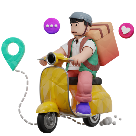 Delivery Riding Scooter  3D Icon