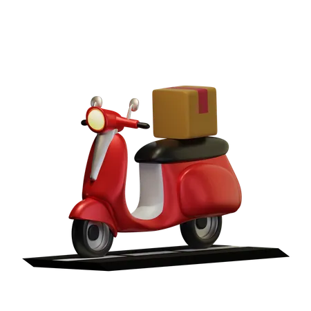 Scooter Motorbike Carrying A Package Box 3D Icon