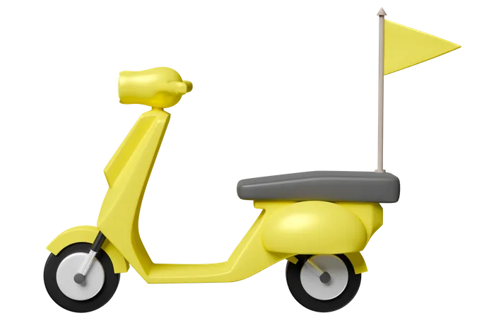 Online Delivery Or Online Order Tracking Concept Fast Package Shipping With Scooter Flag Icon Isolated 3 D Illustration Render 3D Illustration