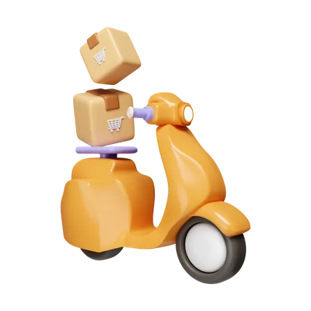 3 D Courier Service Delivery Scooter Express Delivery Service Icon Isolated On White Background 3 D Rendering Illustration Clipping Path 3D Icon
