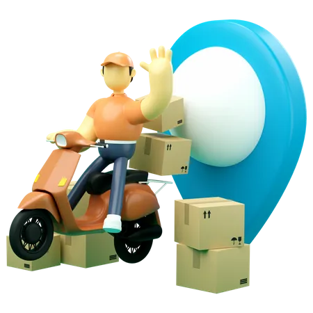 Delivery service by courier with scooter  3D Illustration