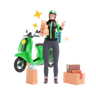 3d woman carrying boxes illustration
