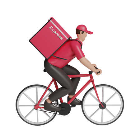 Delivery service on bicycle  3D Icon
