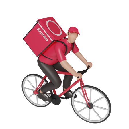 Delivery service on bicycle  3D Icon