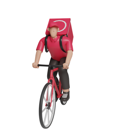 Delivery service on bicycle  3D Illustration