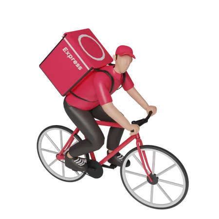 Delivery service on bicycle  3D Illustration