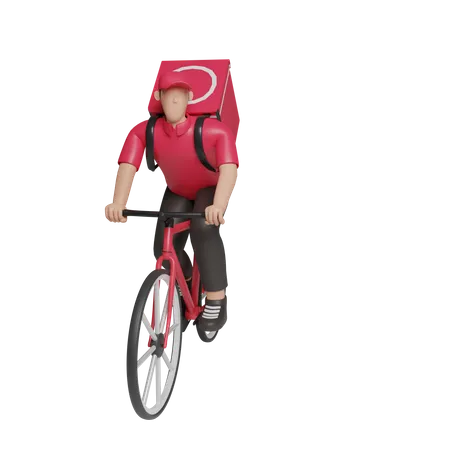 Delivery service on bicycle  3D Illustration