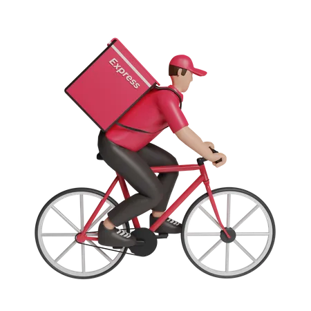 Delivery service on bicycle  3D Illustration