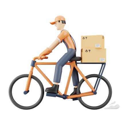 Delivery through bicycle  3D Illustration