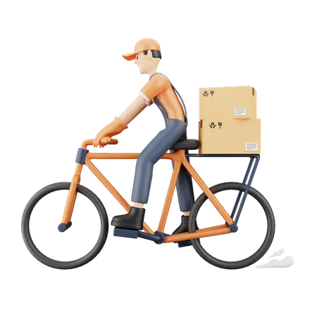 Delivery through bicycle  3D Illustration