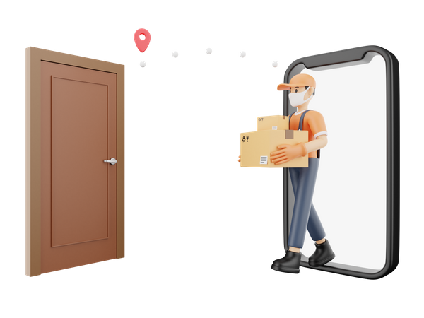 Delivery through smartphone  3D Icon